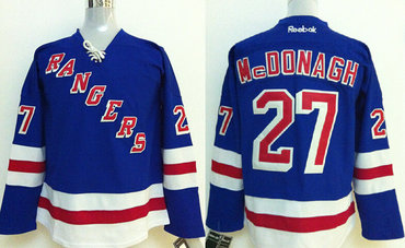 Youth New York Rangers #27 Ryan McDonagh Blue Home Stitched NHL Jersey
