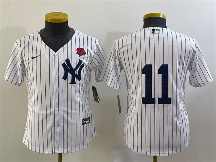 Youth New York Yankees #11 Anthony Volpe White Cool Base Stitched Baseball Jersey Youth New York Yankees #11 Anthony Volpe White Cool Base Stitched Baseball Jersey