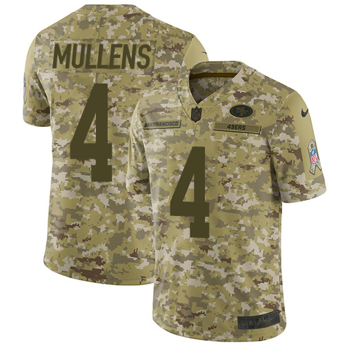 Youth Nike 49ers #4 Nick Mullens Camo Youth Stitched NFL Limited 2018 Salute to Service Jersey