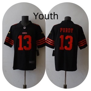 Youth Nike 49ers 13 Brock Purdy Black Vapor Untouchable Limited Jersey Youth Nike 49ers 13 Brock Purdy Black Vapor Untouchable Limited Jersey
