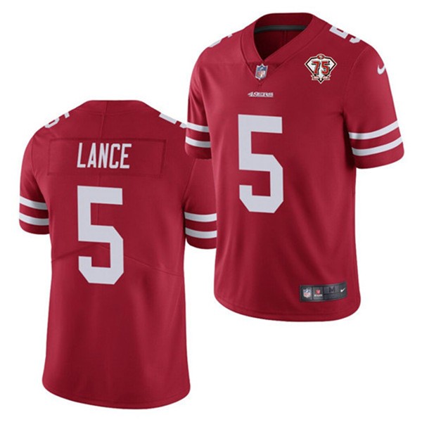 Youth Nike 49ers 5 Trey Lance Red 75th Anniversary Jersey Youth Nike 49ers 5 Trey Lance Red 75th Anniversary Jersey