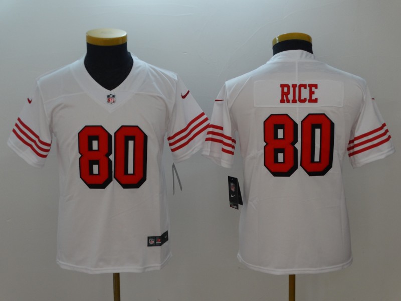 Youth Nike 49ers 80 Jerry Rice White Youth Color Rush Vapor Untouchable Limited Jersey
