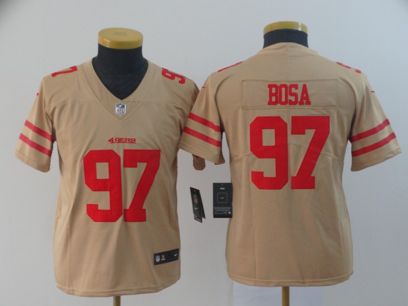 Youth Nike 49ers 97 Nick Bosa Cream Youth Inverted Legend Limited Jersey
