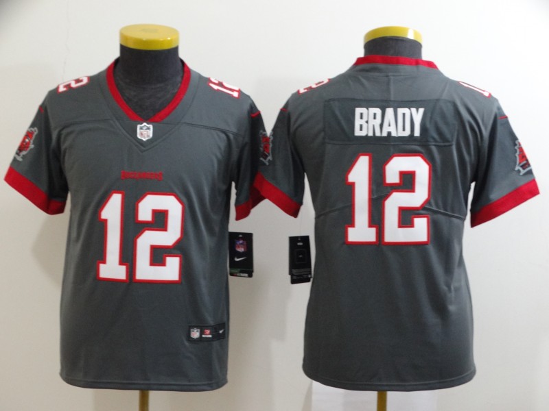 Youth Nike Buccaneers 12 Tom Brady Gray Youth New 2020 Vapor Untouchable Limited Jersey Youth Nike Buccaneers 12 Tom Brady Gray Youth New 2020 Vapor Untouchable Limited Jersey
