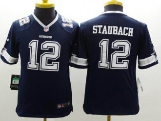 Youth Nike Cowboys #12 Roger Staubach Navy Blue Team Color NFL Limited Jersey
