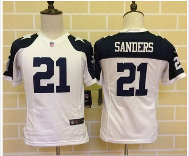Youth Nike Cowboys #21 Deion Sanders White Thanksgiving Throwback Stitched NFL Elite Jersey