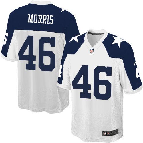 Youth Nike Cowboys #46 Alfred Morris White Thanksgiving Stitched NFL Throwback Elite Jersey