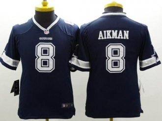 Youth Nike Cowboys #8 Troy Aikman Navy Blue Team Color NFL Limited Jersey