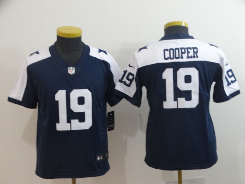 Youth Nike Cowboys 19 Amari Cooper Navy Throwback Youth Vapor Untouchable Limited Jersey