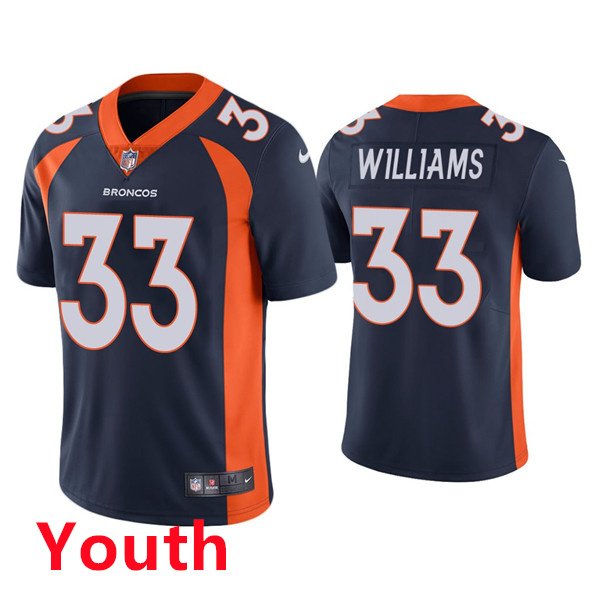 Youth Nike Denver Broncos #33 Javonte Williams Navy Blue Jersey Youth Nike Denver Broncos #33 Javonte Williams Navy Blue Jersey