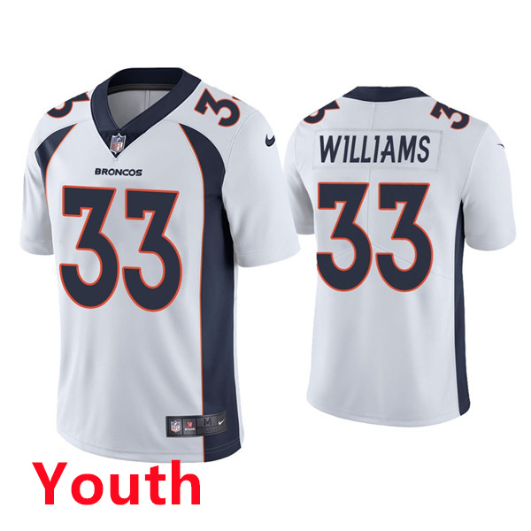 Youth Nike Denver Broncos #33 Javonte Williams White Jersey Youth Nike Denver Broncos #33 Javonte Williams White Jersey