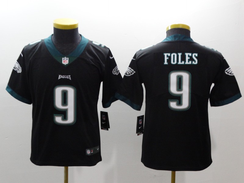 Youth Nike Eagles 9 Nick Foles Black Youth Vapor Untouchable Player Limited Jersey