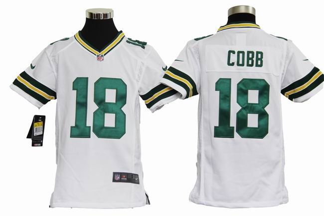 Youth NEW Green Bay Packers 18 Randall Cobb White Jerseys