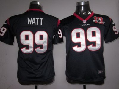 Youth NEW Houston Texans 99 Watt Blue NEW NFL Jerseys W 10th Patch