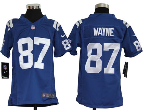 Youth NEW Indianapolis Colts 87 Reggie Wayne Blue Jerseys