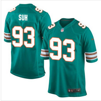 Youth Nike Miami Dolphins #93 Ndamukong Suh Aqua Green Alternate Stitched NFL Elite Jersey