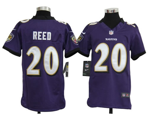 Youth NEW NFL Baltimore Ravens 20 Ed Reed Purple Jerseys