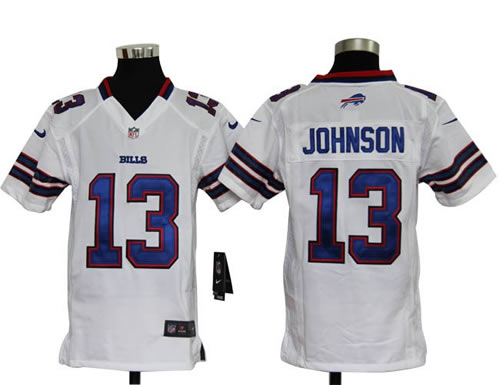 Youth NEW NFL Buffalo Bills 13 Steve Johnson White Jerseys