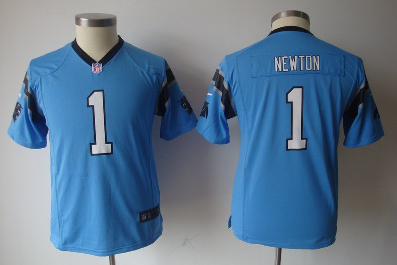 Youth NEW NFL Carolina Panthers 1 Cam Newton Blue Jerseys