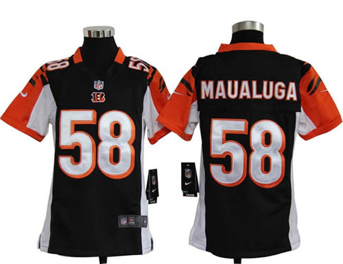 Youth NEW NFL Cincinnati Bengals 58 Rey Maualuga Black Jerseys
