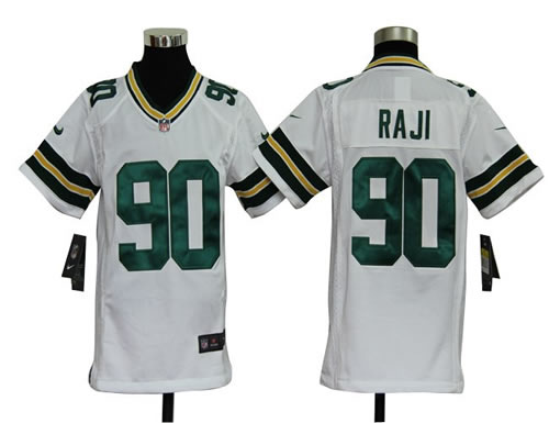 Youth NEW NFL Green Bay Packers 90 B.j. Raji White Jerseys
