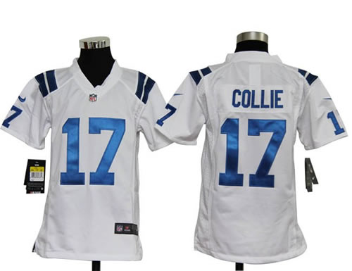 Youth NEW NFL Indianapolis Colts 17 Austin Collie White Jerseys