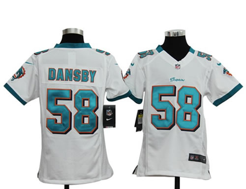 Youth NEW NFL Miami Dolphins 58 Karlos Dansby White Jerseys