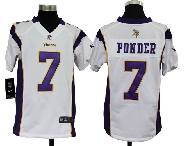 Youth NEW NFL Minnesota Vikings 7 Christian Ponder White Jerseys