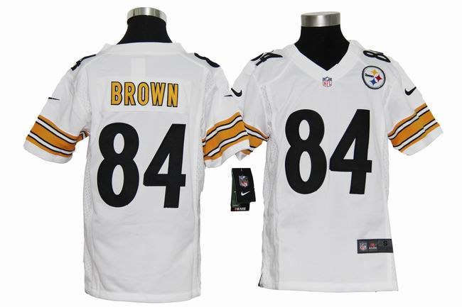 Youth NEW NFL Pittsburgh Steelers 84 Antonio Brown White Jerseys