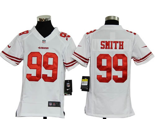 Youth NEW NFL San Francisco 49ers 99 Aldon Smith White Jerseys