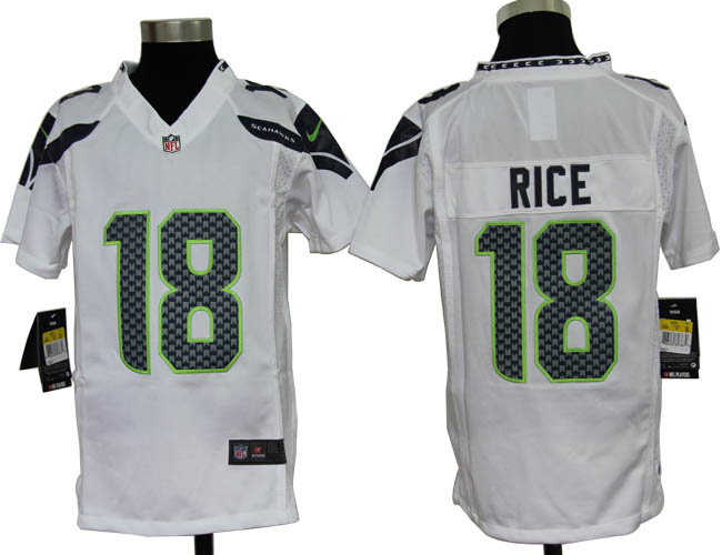 Youth NEW NFL Seattle Seahawks 18 Sidney Rice White Jerseys
