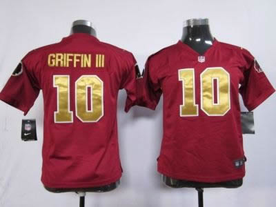 Youth NEW NFL Washington Redskins 10 Robert Griffin III Red Jerseys Gold Number