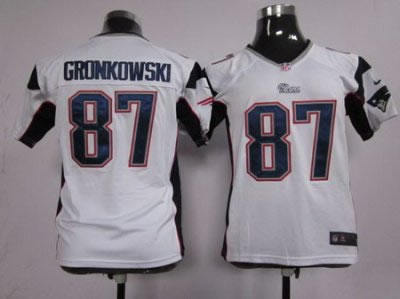 Youth NEW New England Patriots 87 Rob Gronkowski White Jerseys