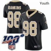 Youth Nike New Orleans Saints 98 Sheldon Rankins Black Team Color Vapor Untouchable Limited Stitched 100th anniversary Neck Patch NFL Jersey Youth Nike New Orleans Saints 98 Sheldon Rankins Black Team Color Vapor Untouchable Limited Stitched 100th anniversary Neck Patch NFL Jersey