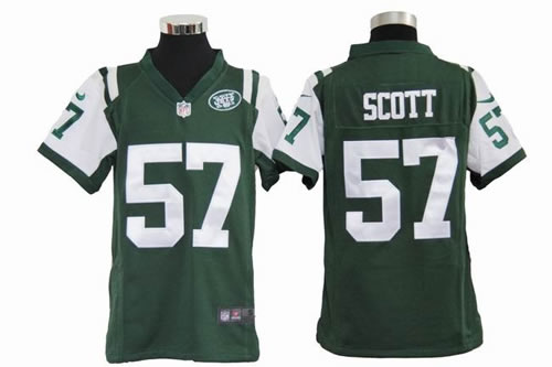 Youth NEW New York Jets 57 Bart Scott Green Jerseys