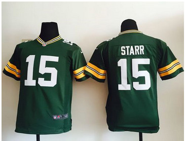 Youth Nike Packers #15 Bart Starr Green Team Color Stitched NFL Elite Jersey