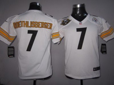 Youth NEW Pittsburgh Steelers #7 Ben Roethlisberger White NEW NFL Jerseys W 80 Anniversary Patch