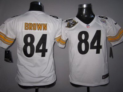 Youth NEW Pittsburgh Steelers #84 Antonio Brown White NEW NFL Jerseys W 80 Anniversary Patch