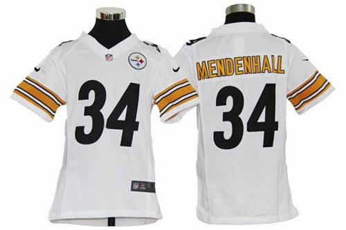 Youth NEW Pittsburgh Steelers 34 Rashard Mendenhall White Jerseys