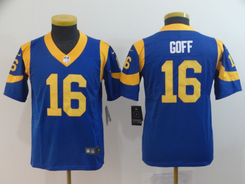 Youth Nike Rams 16 Jared Goff Royal Youth Vapor Untouchable Limited Jersey