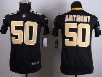 Youth Nike Saints #50 Stephone Anthony Black Team Color Stitched NFL Elite jersey