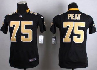 Youth Nike Saints #75 Andrus Peat Black Team Color Stitched NFL Elite Jersey