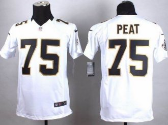 Youth Nike Saints #75 Andrus Peat White Stitched NFL Elite Jersey