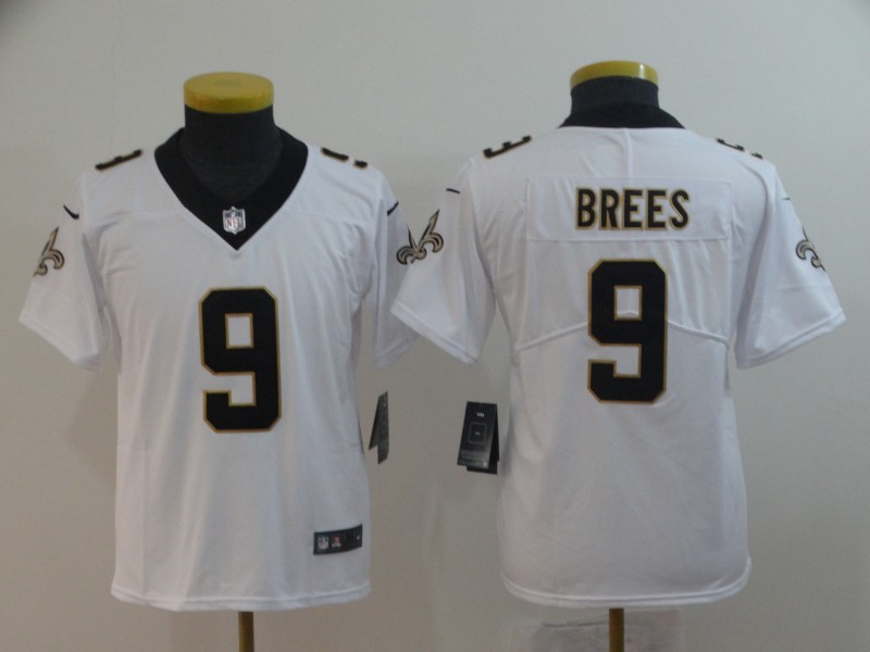 Youth Nike Saints 9 Drew Brees White Youth Vapor Untouchable Limited Jersey