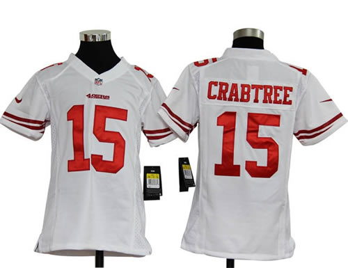 Youth NEW San Francisco 49ers 15 Michael Crabtree White Jerseys