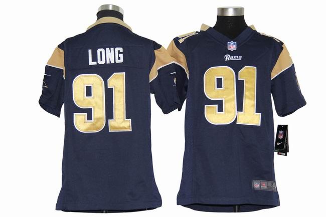 Youth NEW St. Louis Rams 91 Chris Long Blue Jerseys
