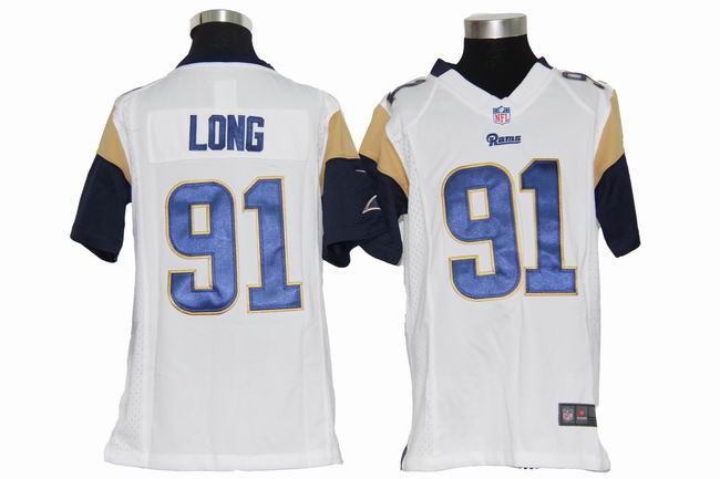 Youth NEW St. Louis Rams 91 Chris Long White Jerseys