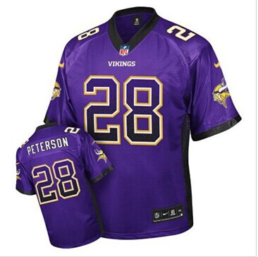 Youth Nike Vikings #28 Adrian Peterson Purple Team Color NFL Elite Drift Fashion Jersey