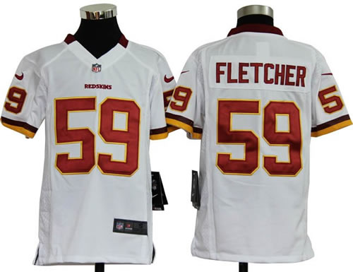 Youth NEW Washington Redskins 59 London Fletcher White Jerseys