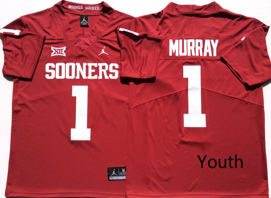 Youth Oklahoma Sooners 1 Kyler Murray Red Youth College Football Jersey Youth Oklahoma Sooners 1 Kyler Murray Red Youth College Football Jersey